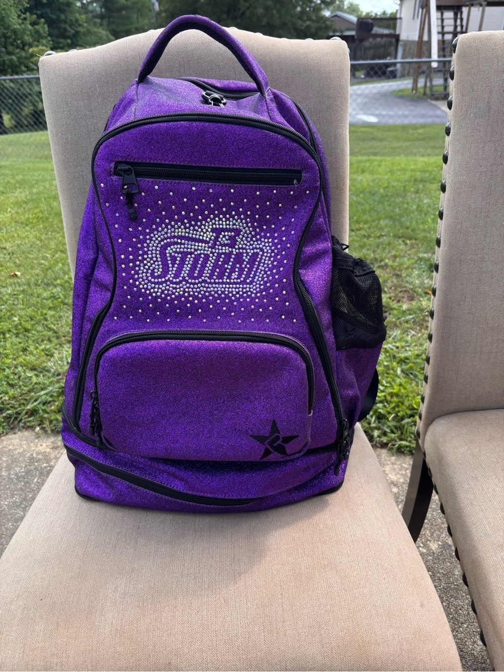 Storm Glitter Purple Backpack with Rhinestone Logo